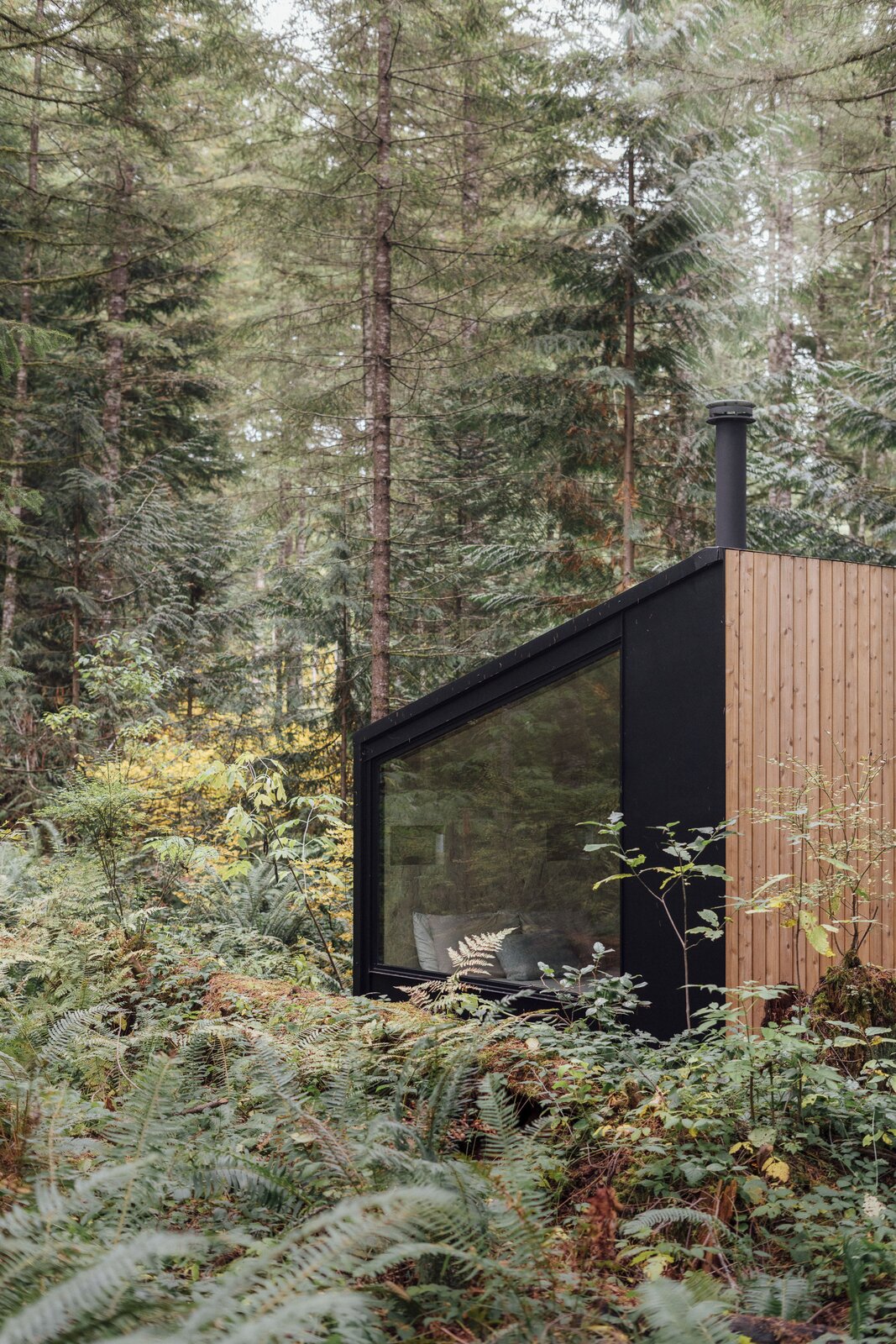 Tiny house de madera entre árboles